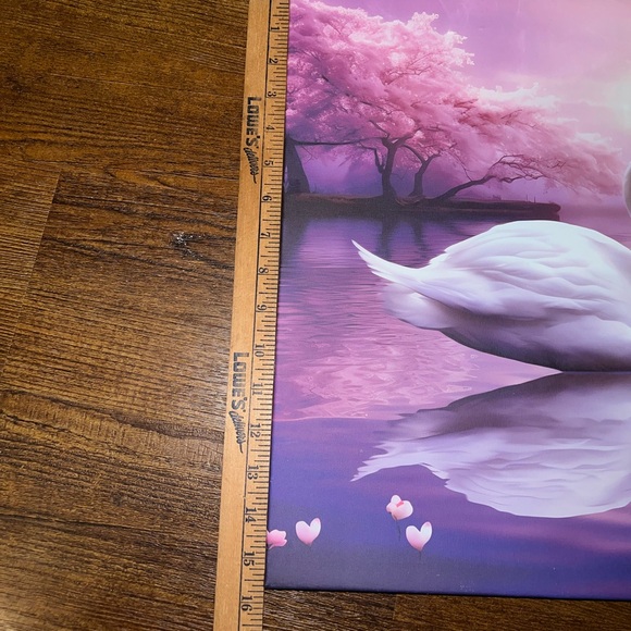 Love Swans Cherry Blossom Pink & Purple Canvas Print Wall Decor - Picture 7 of 8